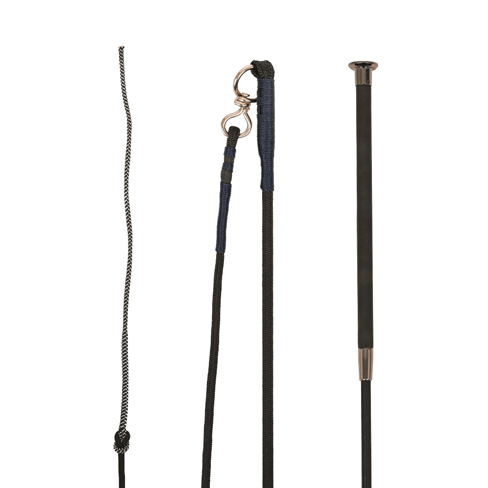 Lunging Whip Guidance Leather Grip - Svart 180cm
