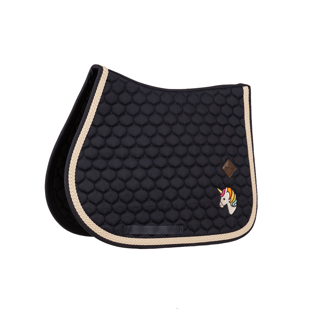 Kentucky Saddle Pad with Plaited Cord Unicorn Jumping - Navy