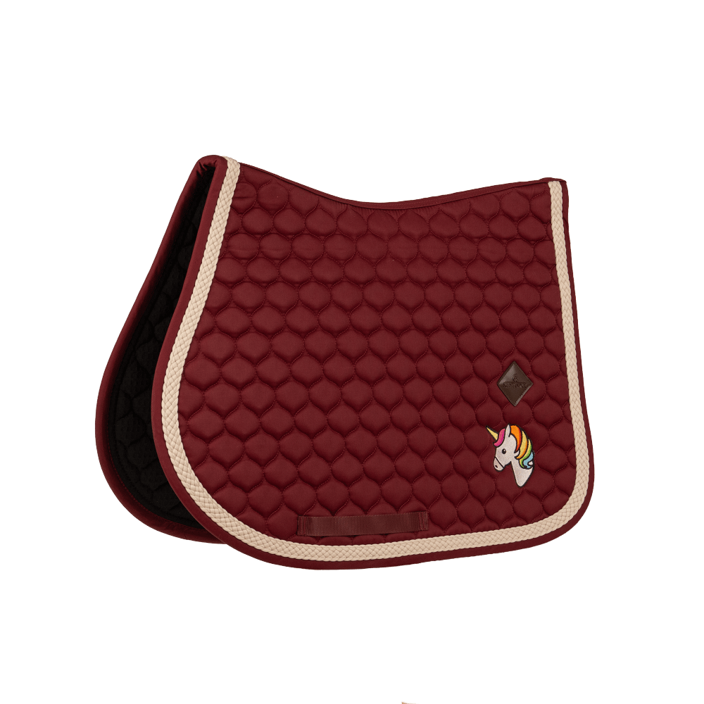 Kentucky Saddle Pad with Plaited Cord Unicorn Jumping - Bordeaux