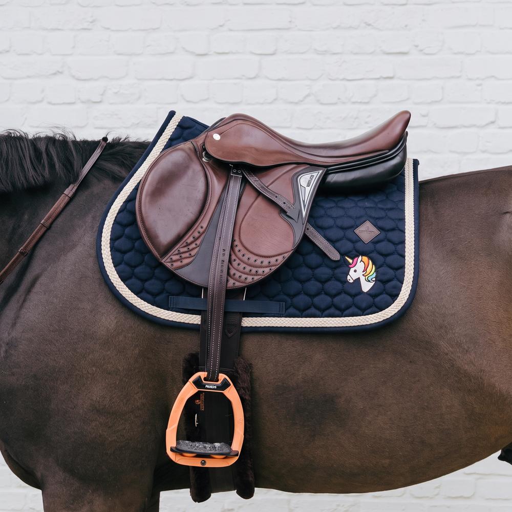 Kentucky Saddle Pad with Plaited Cord Unicorn Jumping - Navy