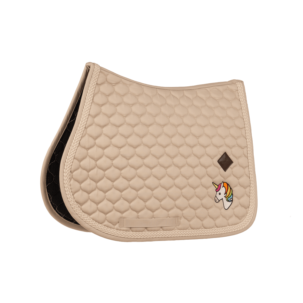 Kentucky Saddle Pad with Plaited Cord Unicorn Jumping - Beige