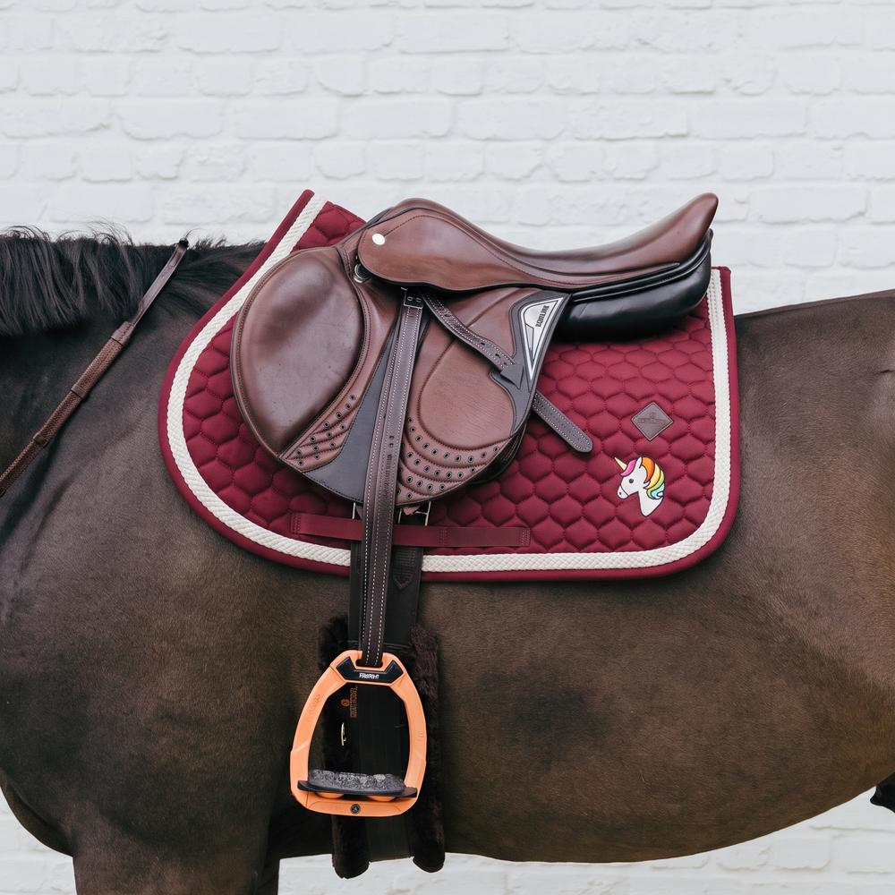 Kentucky Saddle Pad with Plaited Cord Unicorn Jumping - Bordeaux