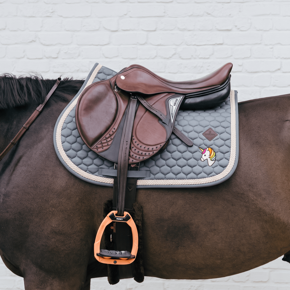 Kentucky Saddle Pad with Plaited Cord Unicorn Jumping - Lyseblå