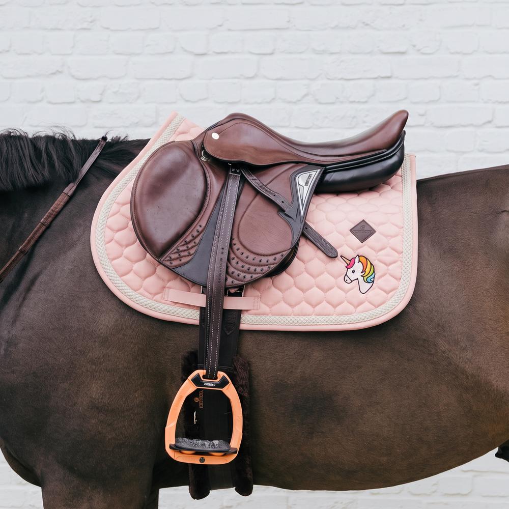 Kentucky Saddle Pad with Plaited Cord Unicorn Jumping - Lys rosa
