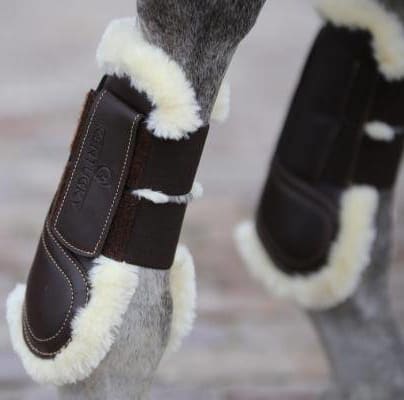 Kentucky Sheepskin Leather Tendon Boots Hook & Loop