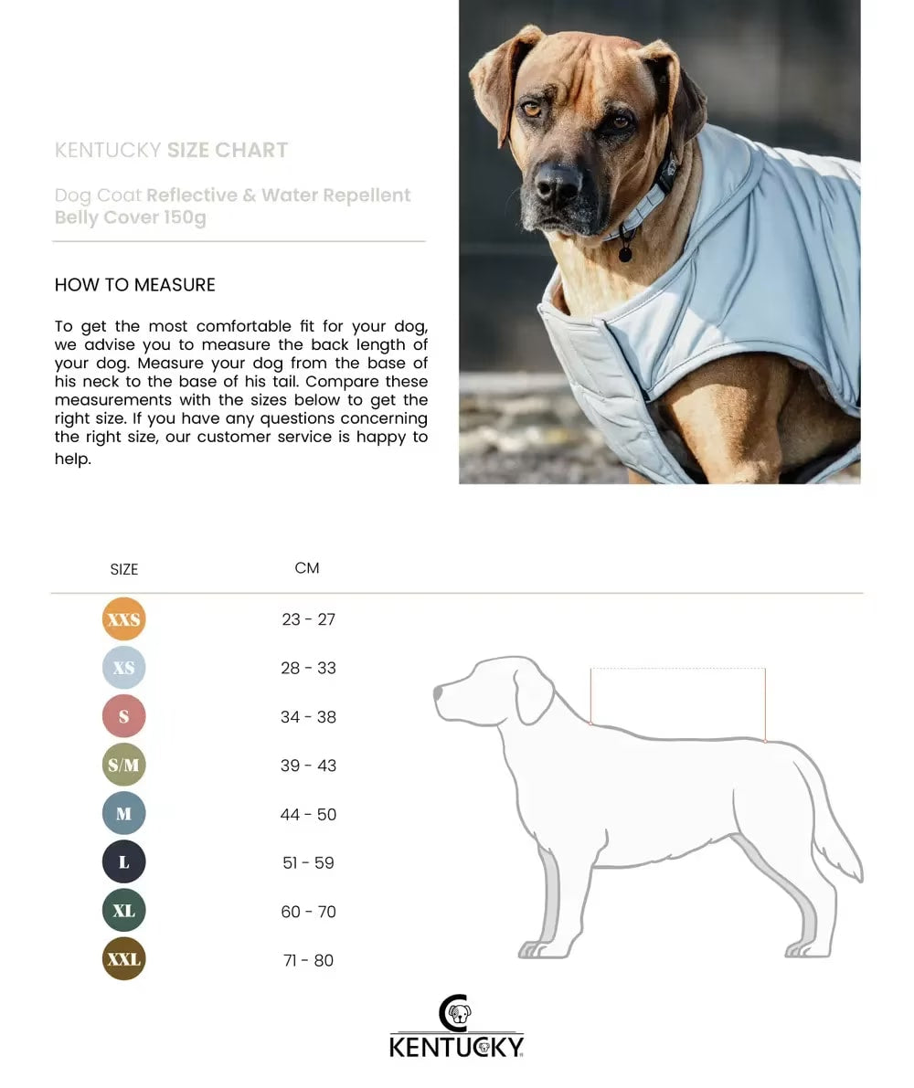 Kentucky Dog Coat Reflective Water Repellent Belly Cover