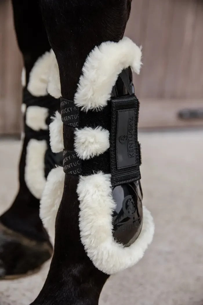 Kentucky Vegan Sheepskin Tendon Boots Velcro