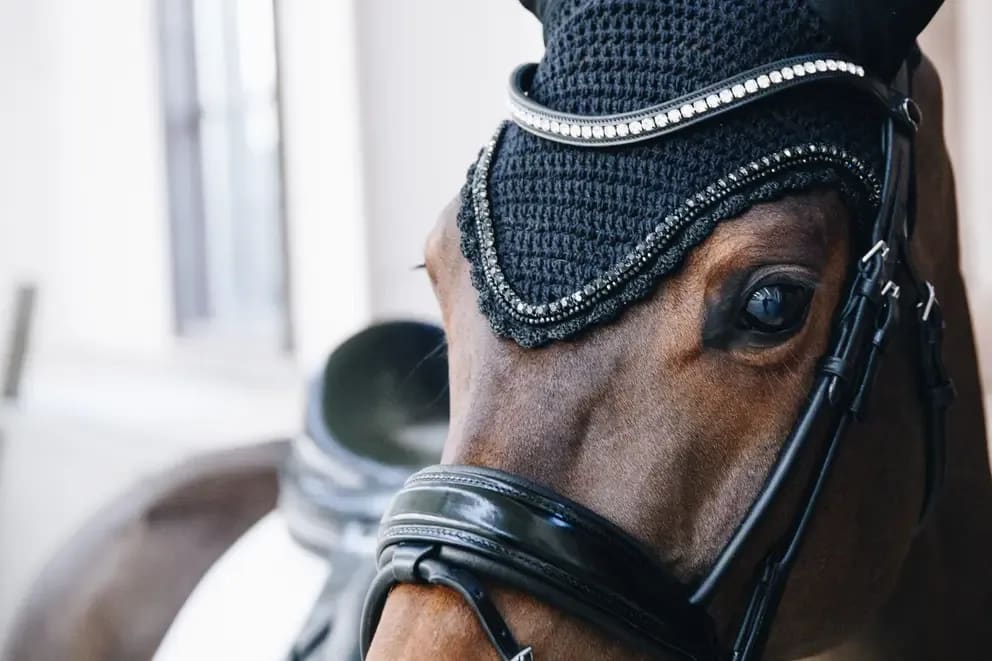Kentucky Fly veil Long Stone & Pearl - Løwenborg - Kentucky Horsewear