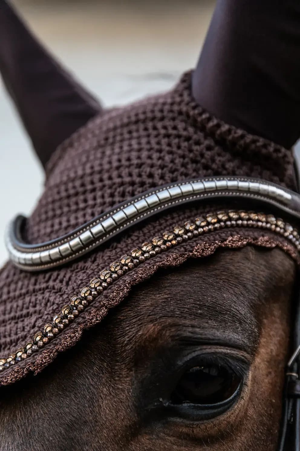 Kentucky Fly veil Long Stone & Pearl - Løwenborg - Kentucky Horsewear
