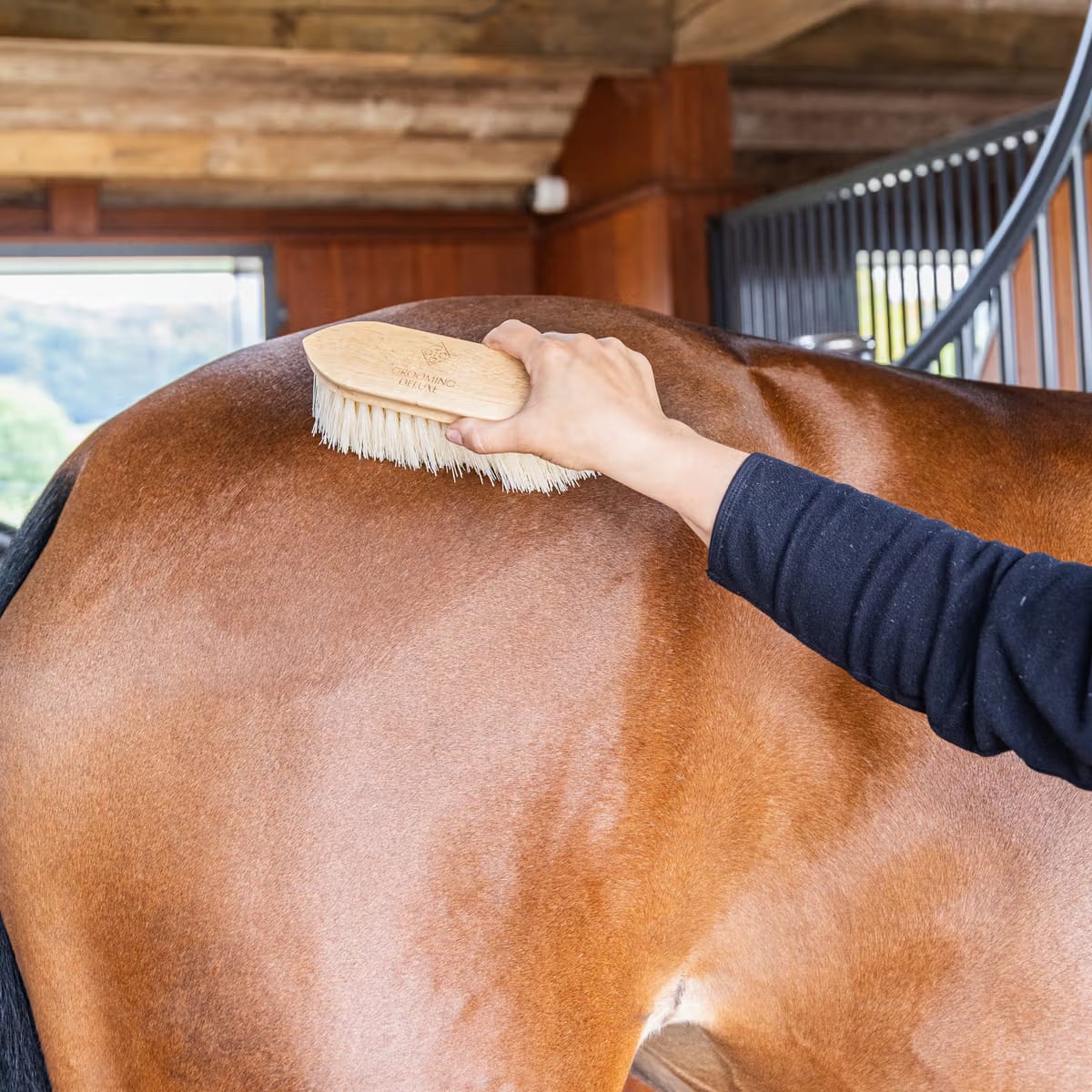 Grooming Deluxe Wooden Classic Brush Medium Hard - Løwenborg - Grooming Deluxe