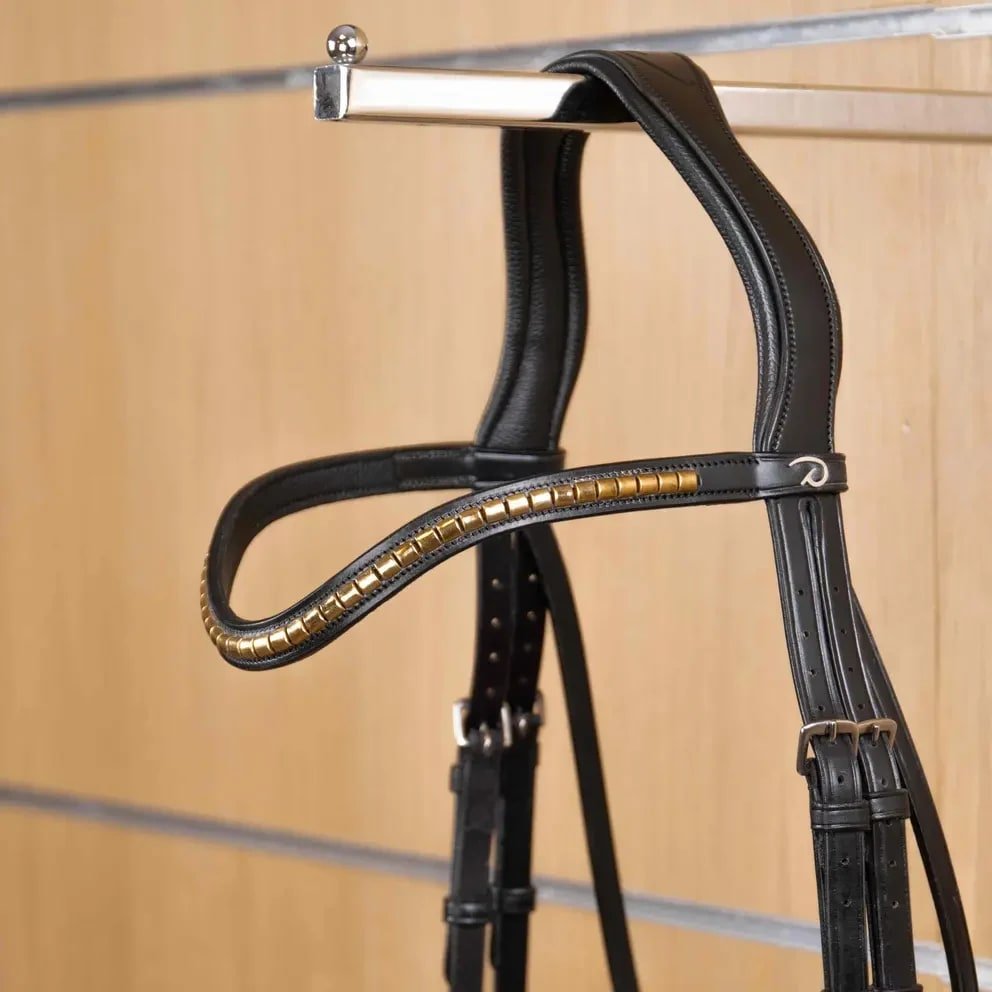 Dyon Brass Clincher V - Shaped Browband New English Collection - Løwenborg - Dy'on
