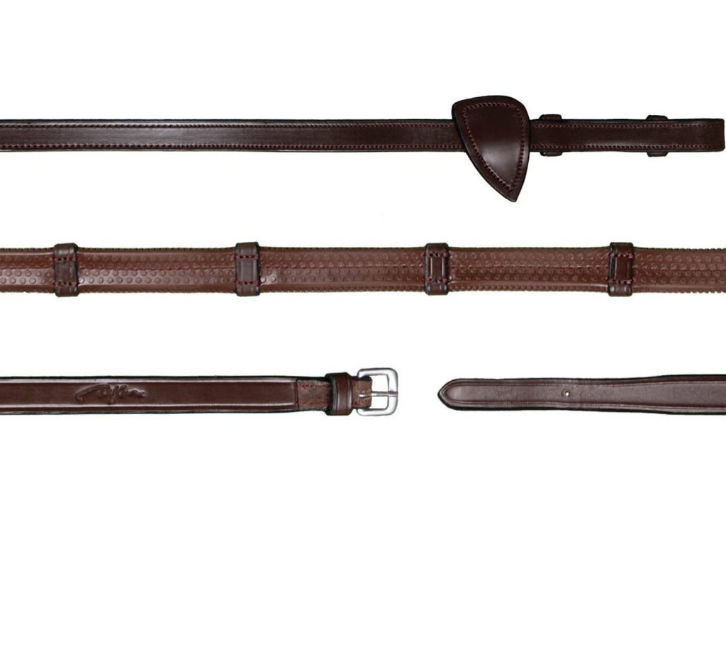 Dyon 13mm Rubber Reins With 7 Leather Loops New English Collection - Løwenborg - Dy'on