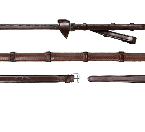 Dyon 13mm Converter Rubber Reins With 7 Leather Loops New English Collection - Løwenborg - Dy'on