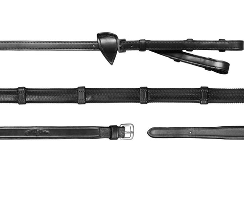 Dyon 13mm Converter Rubber Reins With 7 Leather Loops New English Collection - Løwenborg - Dy'on