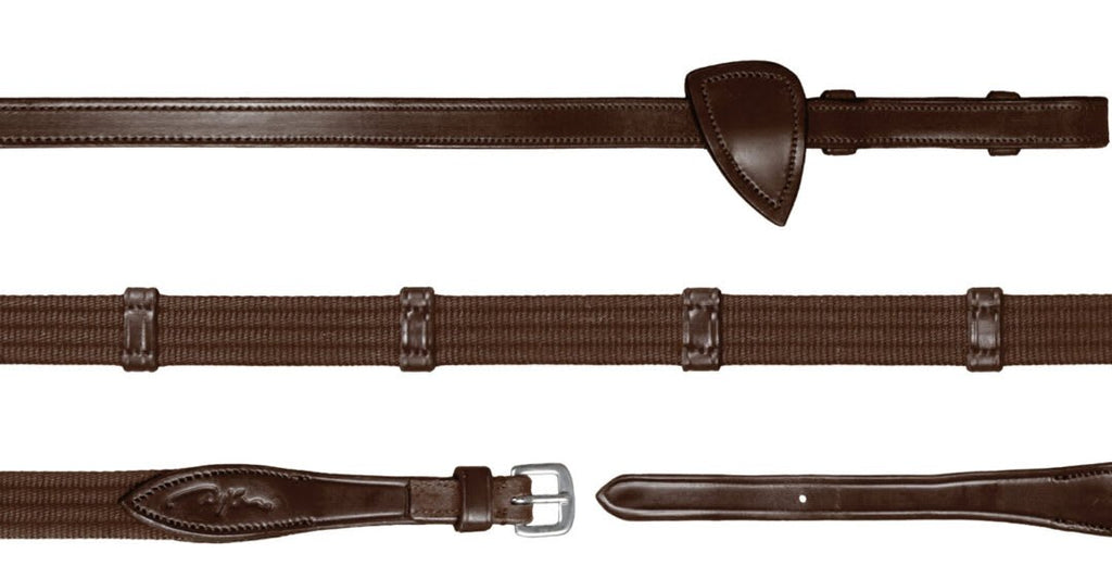 Dyon 16mm Web Reins With 9 Leather Loops New English Collection - Løwenborg - Dy'on
