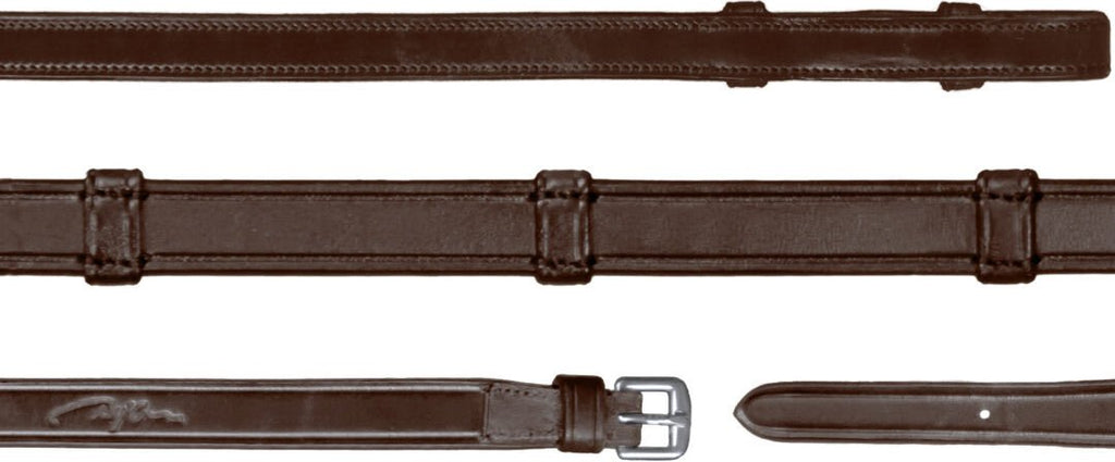 Dyon 16mm Full Leather Double Bridle Reins With 7 Leather Loops New English Collection - Løwenborg - Dy'on