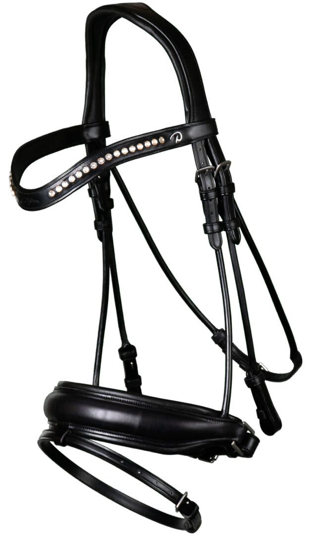 Dyon Matte Large Crank Noseband Bridle With Flash Rond Leather Collection
