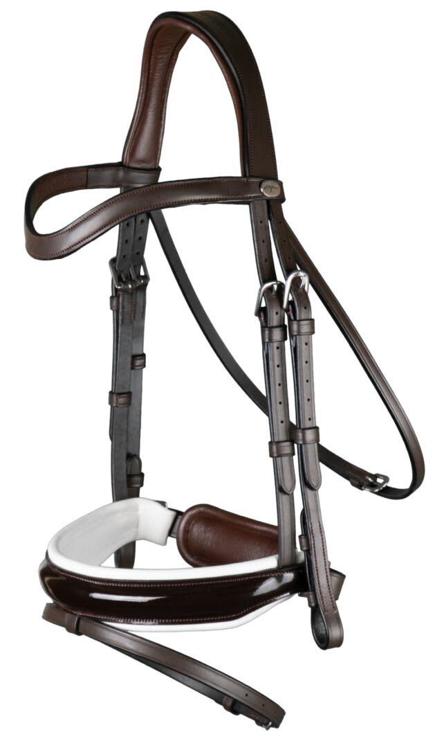Dyon Patent Large Crank Noseband Bridle With White Padding And Flash Working By Dyon - Løwenborg - Dy'on