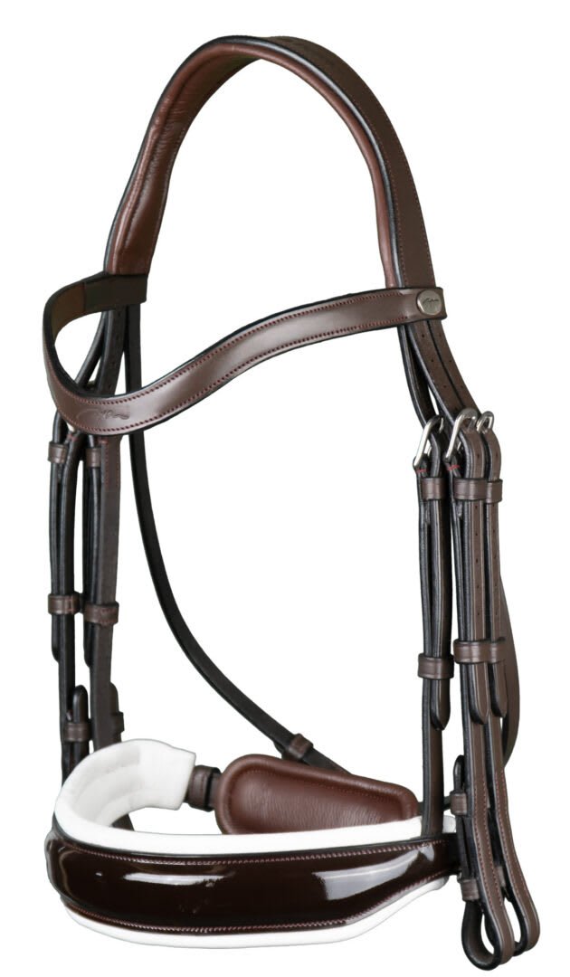 Dyon Patent Large Crank Noseband With White Padding Double Bridle Working By Dyon - Løwenborg - Dy'on
