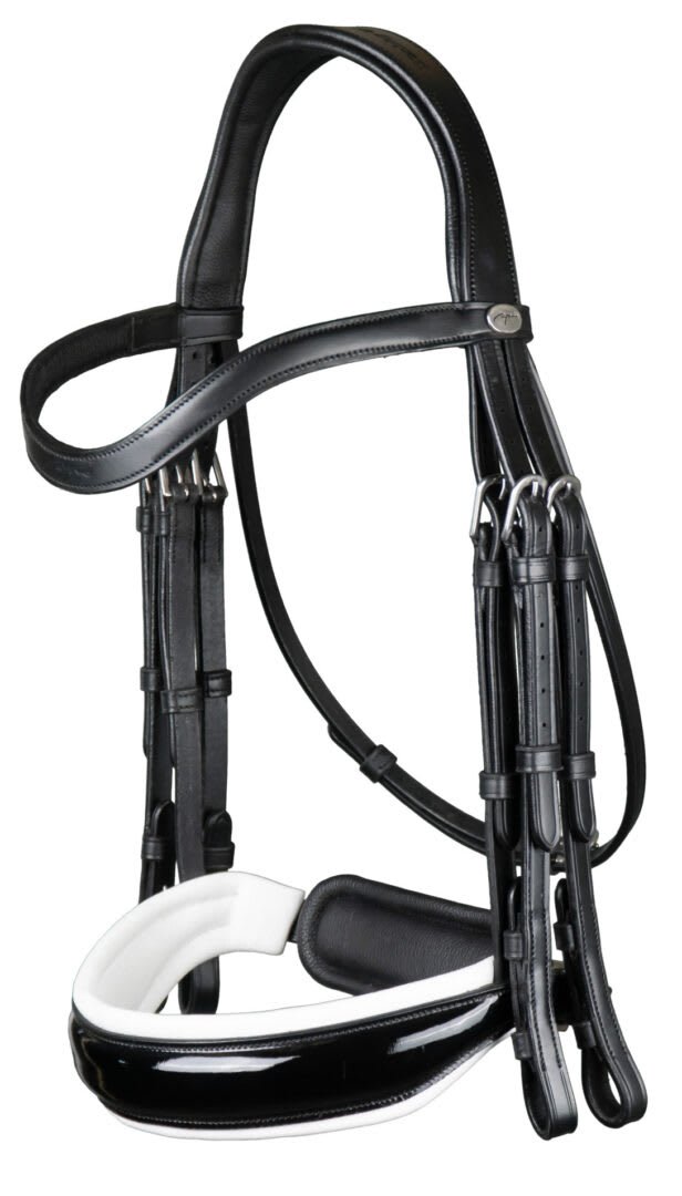 Dyon Patent Large Crank Noseband With White Padding Double Bridle Working By Dyon - Løwenborg - Dy'on
