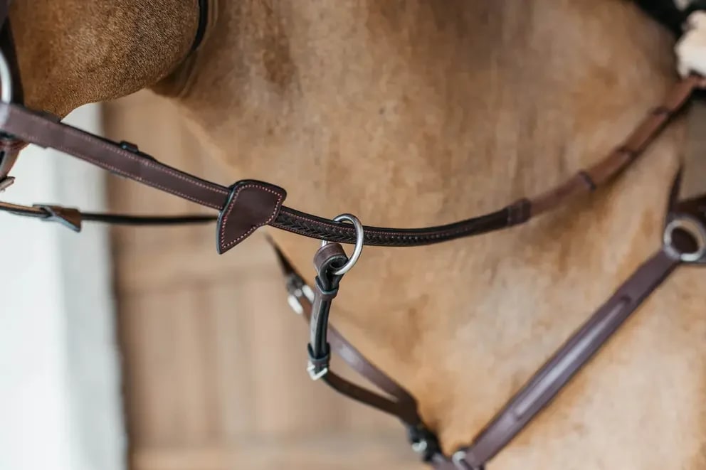 Dyon 13mm Rubber Reins w/7 Leather Loops & Plaited Finish New English Collection - Løwenborg - Dy'on