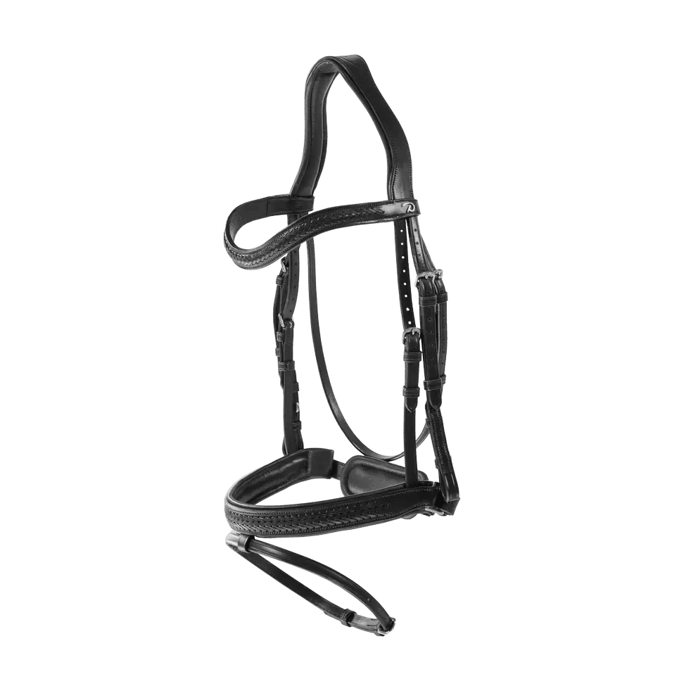 Dyon Plaited Flash Noseband Bridle with Pull back New English Collection - Løwenborg - Dy'on