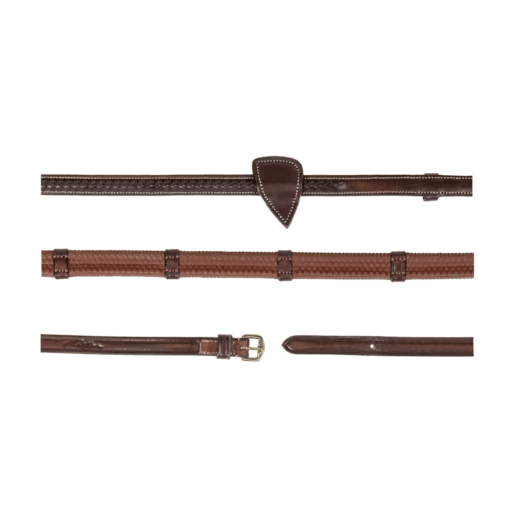 Dyon 13mm Rubber Reins w/7 Leather Loops & Plaited Finish D Collection - Løwenborg - Dy'on