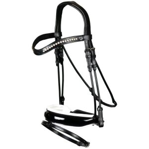 Dyon Patent Large Crank Noseband Bridle With White Padding And Flash Rond Leather Collection