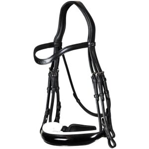 Dyon Patent Large Crank Noseband With White Padding Double Bridle New English Collection XX DC