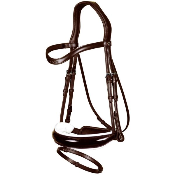 Dyon Patent Large Crank Noseband Bridle With White Padding And Flash New English Collection xxdc - Bilde 3