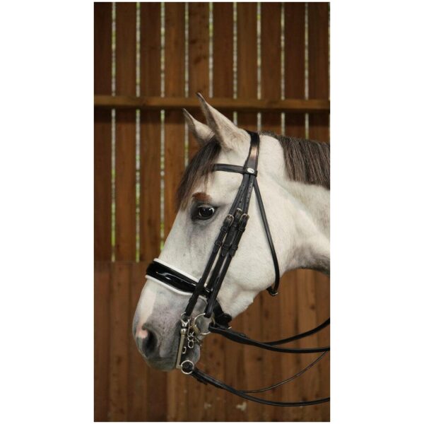 Dyon Patent Large Crank Noseband With White Padding Double Bridle Working By Dyon - Bilde 4