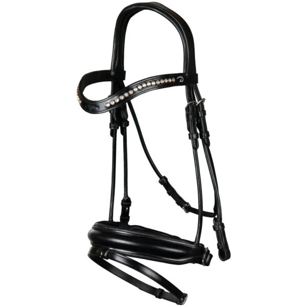 Dyon Matte Medium Crank Noseband Bridle With Flash Rond Leather Collection