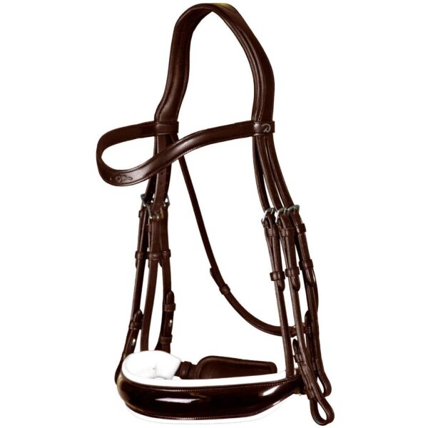 Dyon Patent Large Crank Noseband With White Padding Double Bridle New English Collection XX DC - Bilde 3