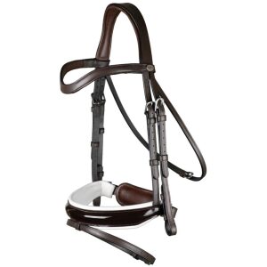 Dyon Patent Large Crank Noseband Bridle With White Padding And Flash Working By Dyon