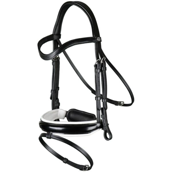 Dyon Patent Large Crank Noseband Bridle With White Padding And Flash Working By Dyon