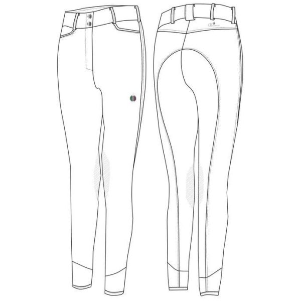 C2E Fresno White Ladies Knee Grip Breeches